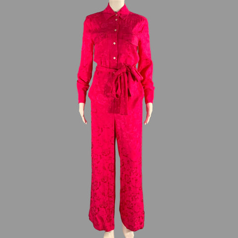 STAUD Size XS Pink Viscose Rayon Jacquard Ballon Overalls & Jumpsuits