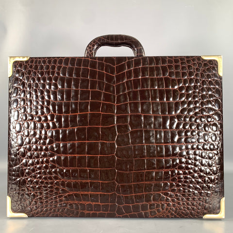 BELLESCO Brown Alligator Leather Briefcase Bags