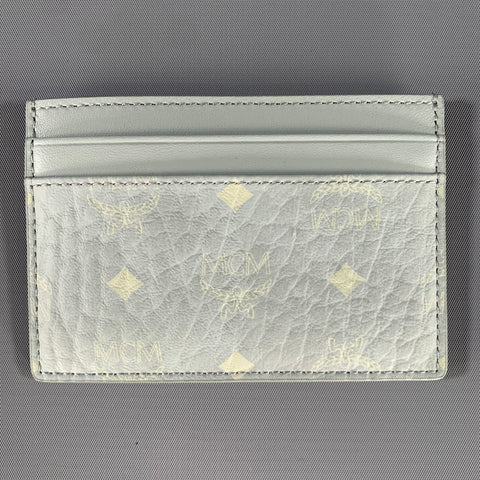 MCM Grey Logo Leather Card Case