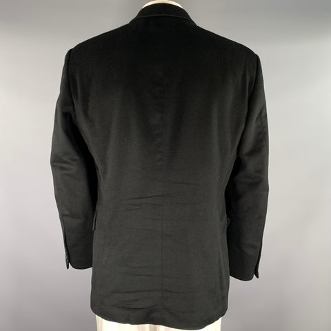 BALLY Chest Size 42 Black Textured Cashmere Notch Lapel Sport Coat
