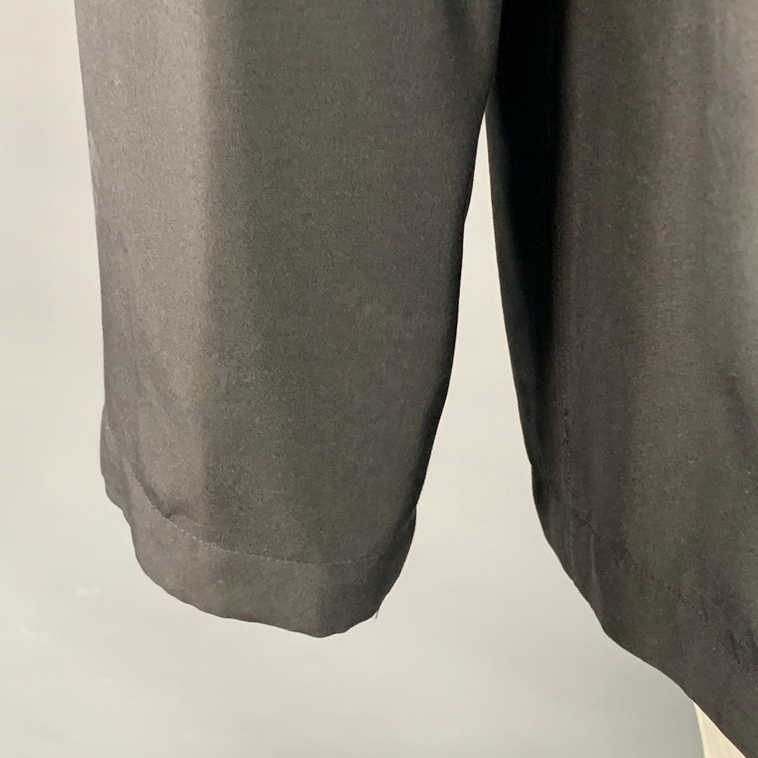YOHJI YAMAMOTO Size XL Black Silk Single Breasted Drop Shoulder Sport Coat