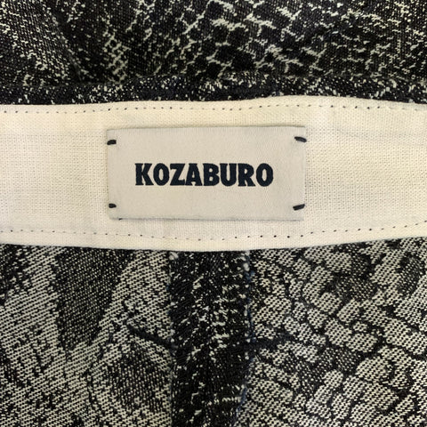 KOZABURO Size 32 Black Grey Snake Cotton  Linen Casual Pants