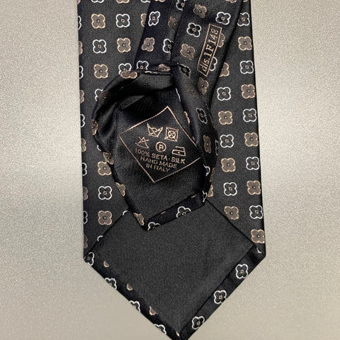 BRIONI Black Tan Floral Silk Tie