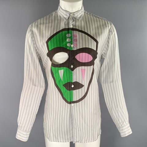 COMME des GARCONS Size M White Green Print Cupra Long Sleeve Shirt