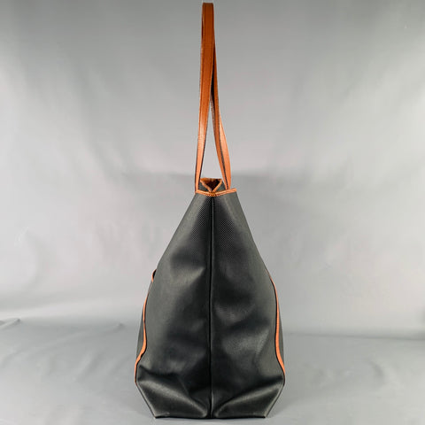 BOTTEGA VENETA Black Brown Coated Canvas Tote Handbag