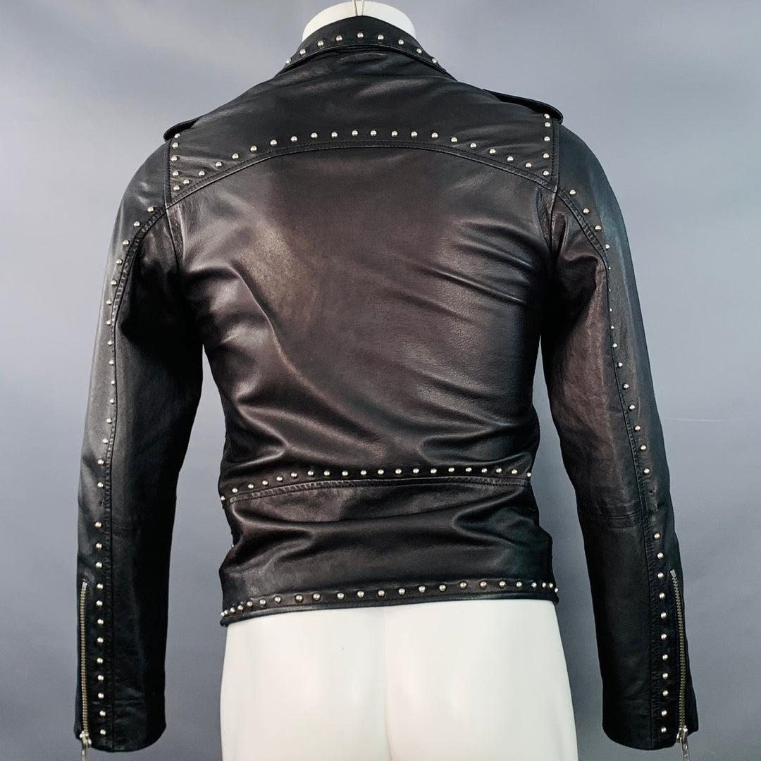 ART COMES FIRST Size XS Black Studded Leather Biker Jacket