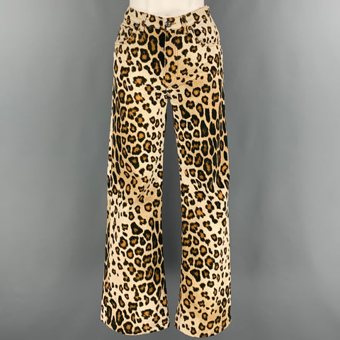ETRO Size 25 Beige Brown Cotton Elastane Animal Print Jean Cut Casual Pants