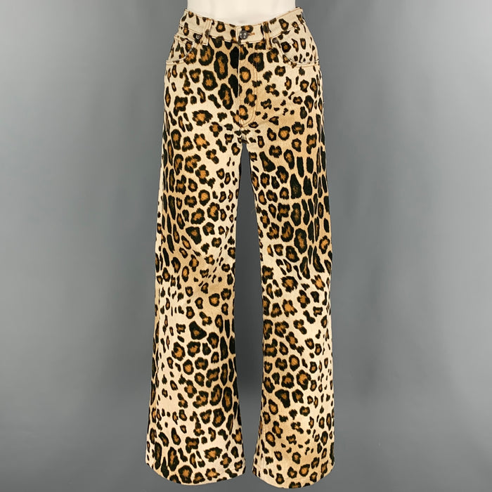 ETRO Size 25 Beige Brown Cotton Elastane Animal Print Jean Cut Casual Pants