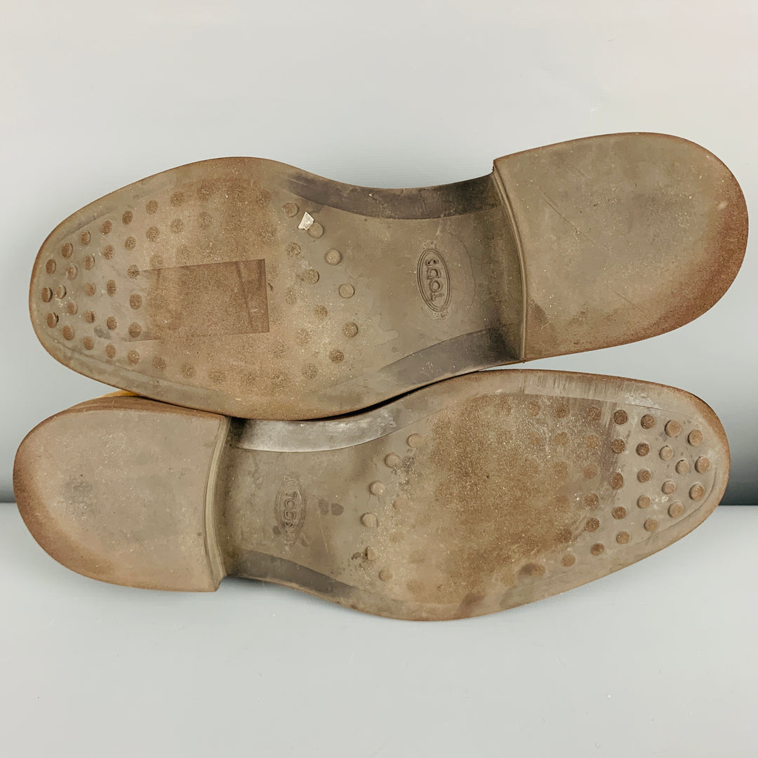 TOD\'S Size 8 Brown Distressed Leather Tassels Loafers TOD main image 4