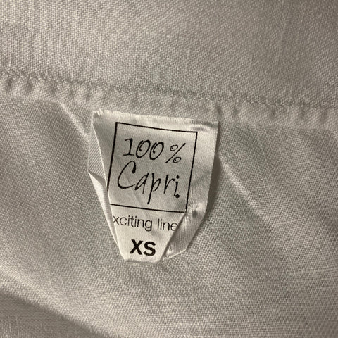 100% CAPRI Size XS White Linen Shirt dress Casual Top