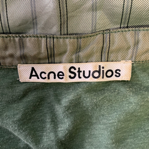 ACNE Size M Green Mixed Patterns Cotton Hemp Henley
