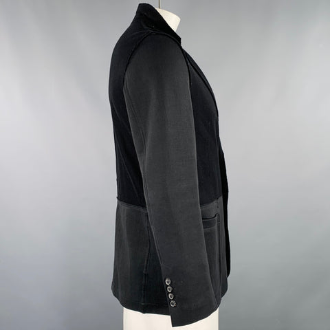 LANVIN Size 42 Black Mixed Fabrics Cotton Single breasted Jacket