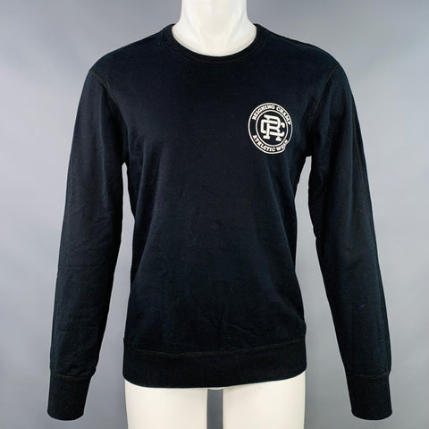 REIGNING CHAMP Size M Black White Logo Cotton Crew Neck Sweatshirt