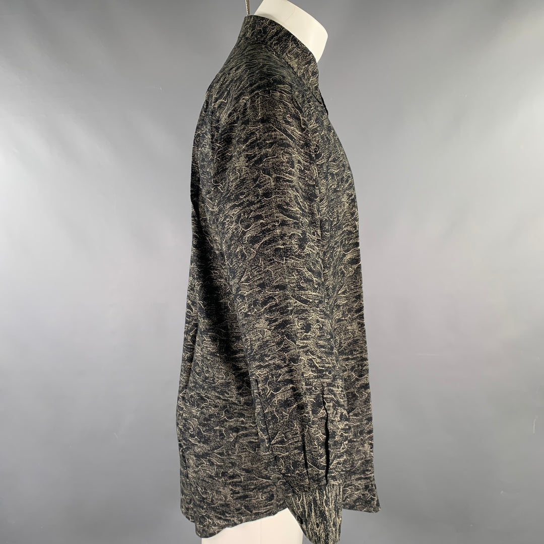 BERTONE Size S Viscose Blend Button Up Long Sleeve Shirt