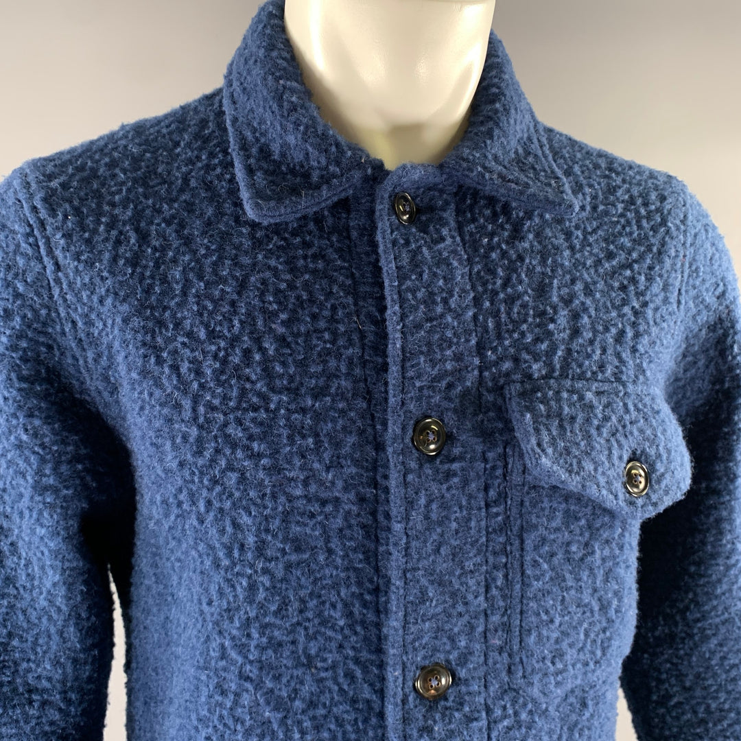 TODD SNYDER Size M Blue Textured Wool Blend Jacket