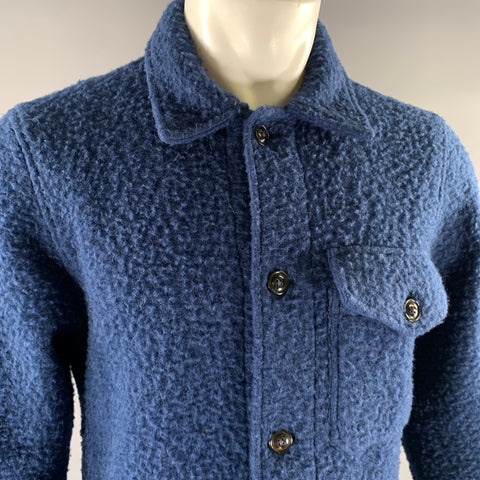 TODD SNYDER Size M Blue Textured Wool Blend Jacket
