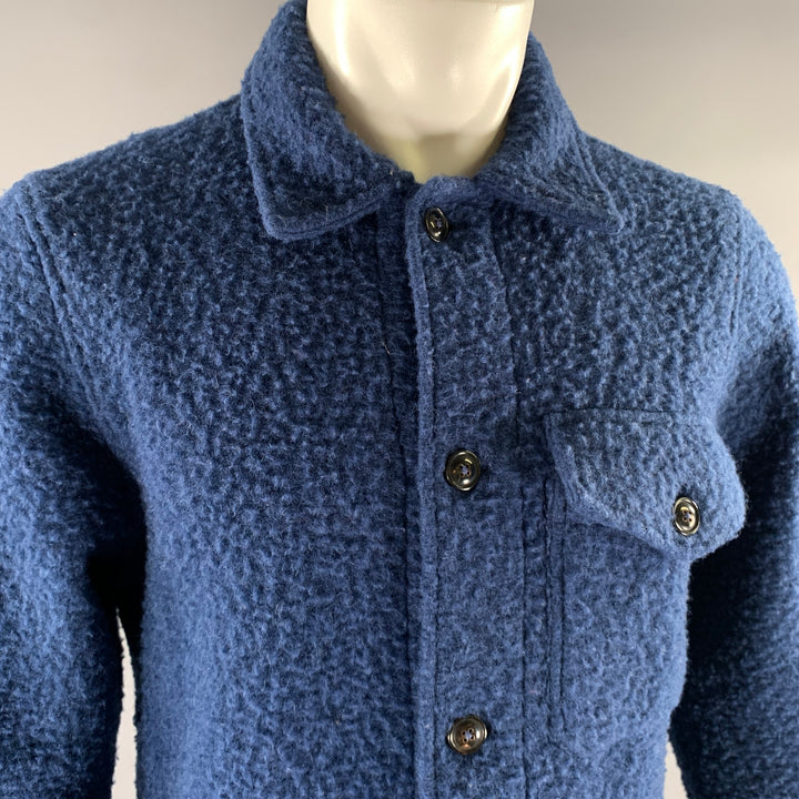 TODD SNYDER Size M Blue Textured Wool Blend Jacket