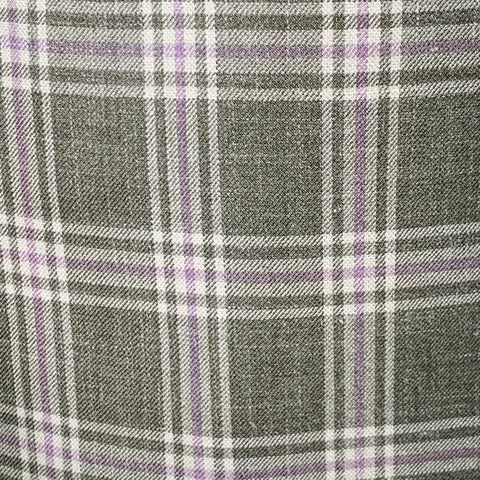 MARZONI Size 42 Green Cream Purple Plaid Single Breasted Notch Lapel Sport Coat