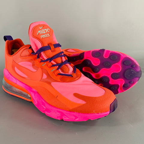 NIKE Size 11.5 Pink Orange Red Color Block Nylon Lace-Up Sneakers