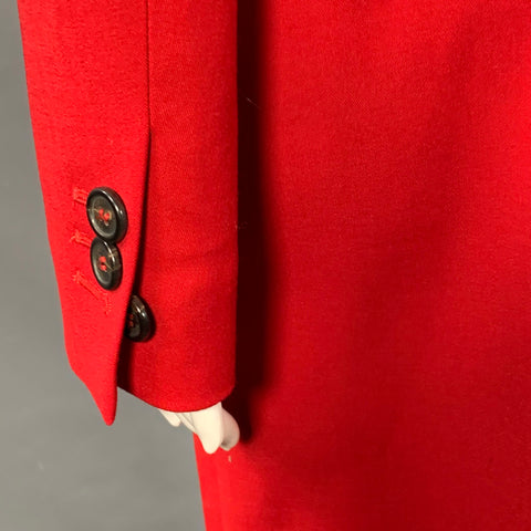 DSQUARED2 Size M Red Wool Blend Double Breasted Peak Lapel Coat