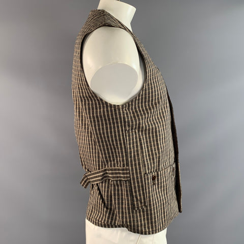 KAPITAL Size L Brown Light brown Gingham Cotton Chore Vest Indoor
