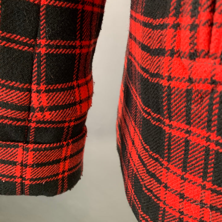 MARC by MARC JACOBS Size M Red Black Wool Blend Plaid Double Breasted Coat