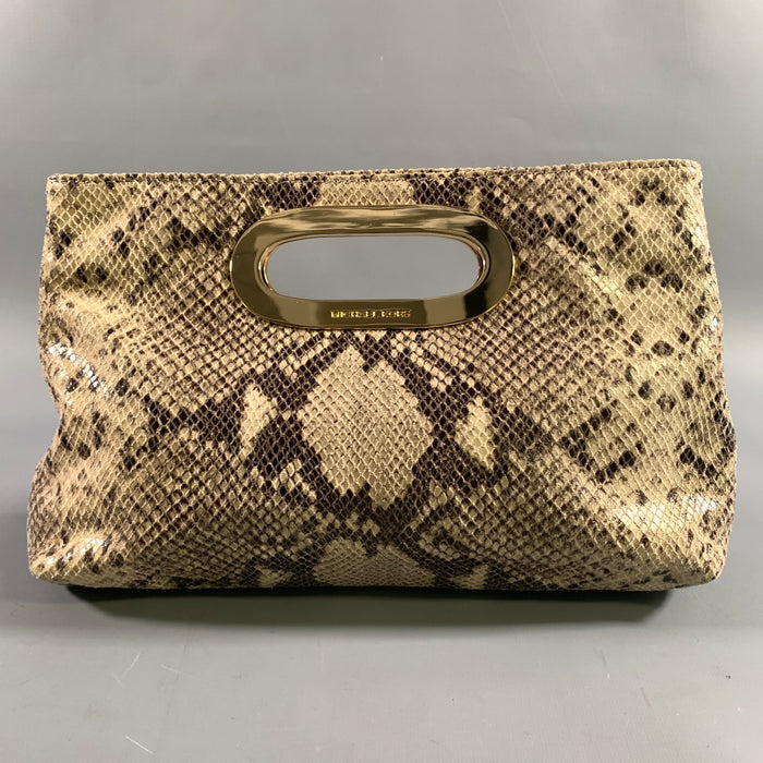 MICHAEL KORS Tan Brown Snakeskin Clutch Bags