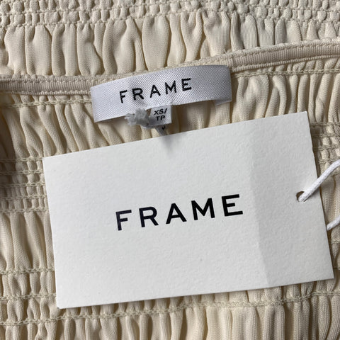 FRAME Size XS Cream Viscose Pleated Casual Top