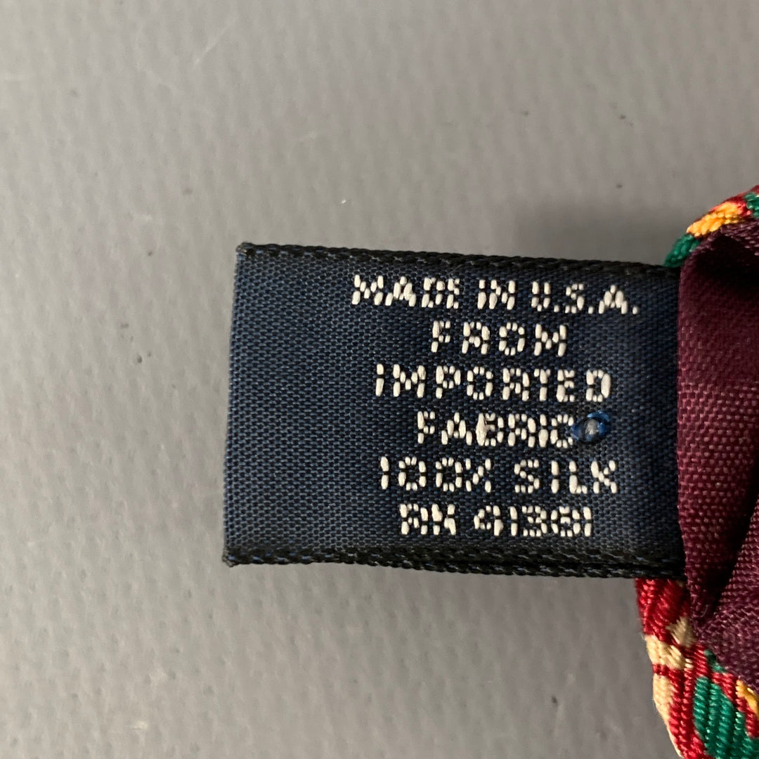 POLO by RALPH LAUREN Red Green Beige Geometric Silk Tie