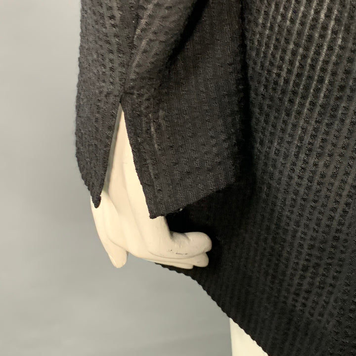 AKRIS Size 10 Black Wool Silk Blend Textured Stripe Jacket Blazer