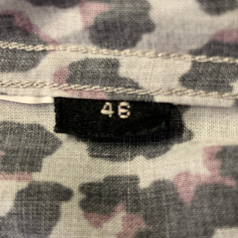 MARC JACOBS Size XS Grey Black Purple Animal Print Cotton Short Sleeve Shirt