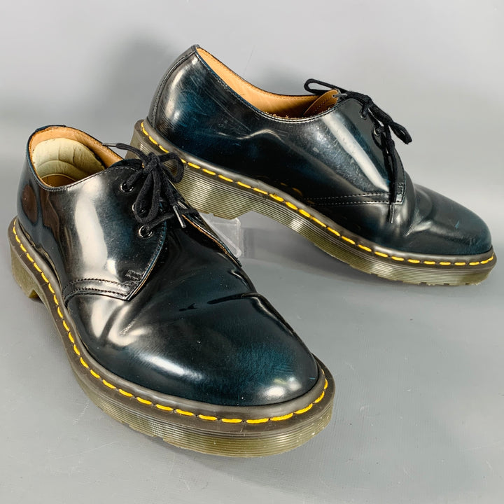 DOC MARTENS x COMME des GARCONS Size 10 Navy Patent Leather Derby Lace-Up Shoes