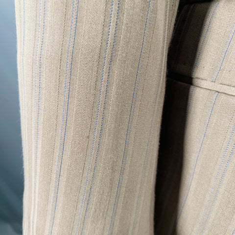 ASTOR & BLACK Size 46 Blue Taupe Stripe Single Breasted Peak Lapel Sport Coat