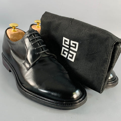 GIVENCHY Size 8 Black Leather Derby Lace-Up Shoes