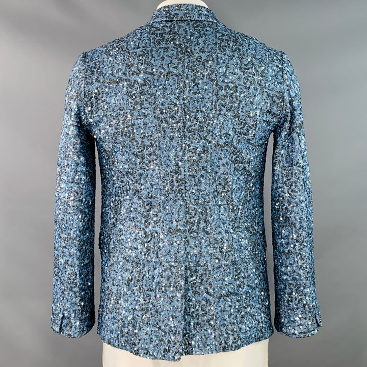 ZADIG & VOLTAIRE Size 42 Vanille Blue Grey Sequined Polyester Sport Coat
