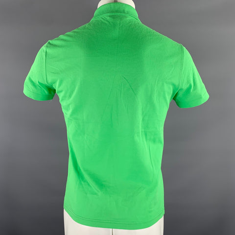 VERSACE Size S Green Neon Logo Pull On Polo