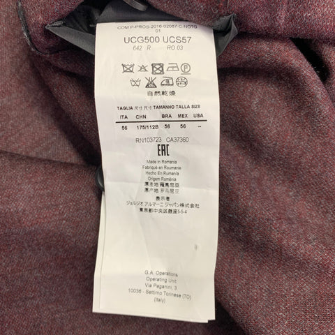 ARMANI COLLEZIONI Size 46 Grey Black Burgundy Plaid Sport Coat