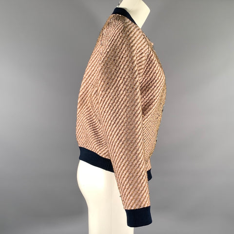 PHILLIP LIM Size 40 Pink Navy Polyester Blend Bomber Jacket