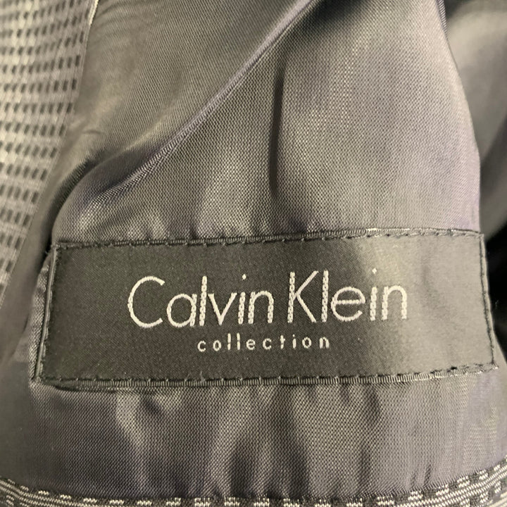 CALVIN KLEIN COLLECTION Size 38 Grey Black Squares Rayon Blend Sport Coat