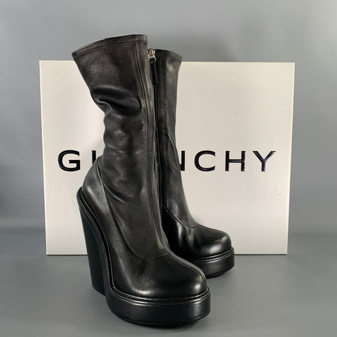 GIVENCHY Size 9 Black Leather Lamb Leather Zip Up Boots