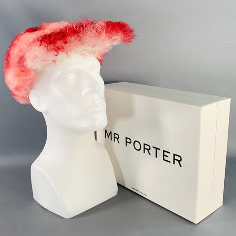 MARNI Red White Lamb Shearling Fur Hook Loop Baseball Cap
