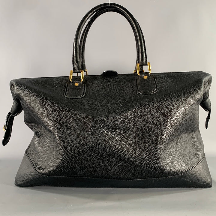BARNEYS NEW YORK Size One Size Black Gold Crackled Leather Duffle Bags