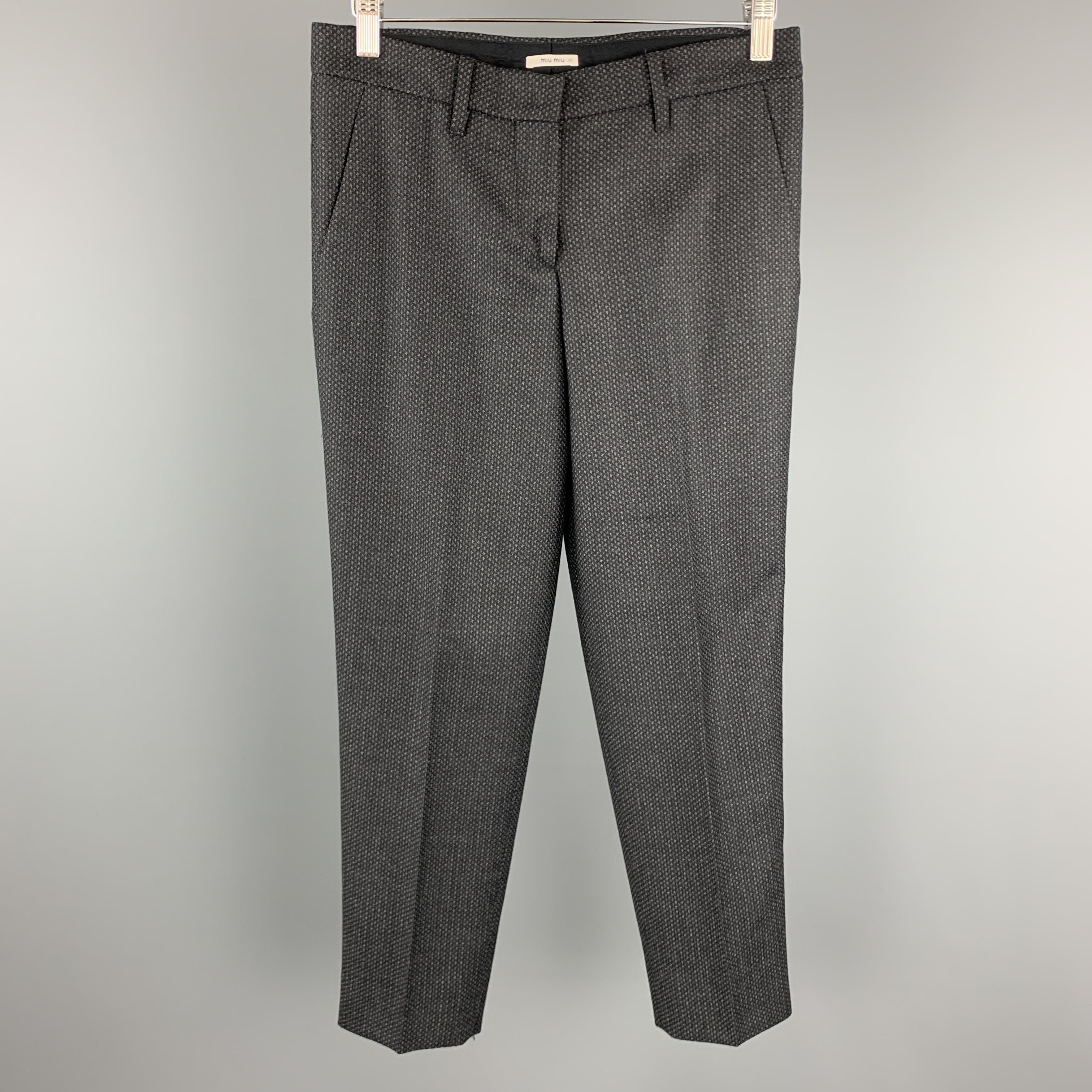 だう　miu miu archive grey slacks MIU MIU Size 2 Grey Houndstooth Wool Dress Pants – Sui
