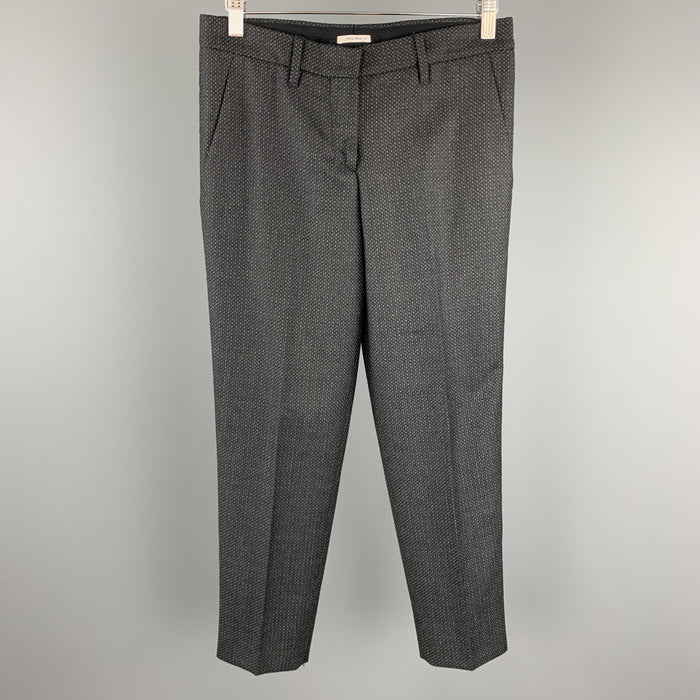 MIU MIU Size 2 Grey Houndstooth Wool Dress Pants