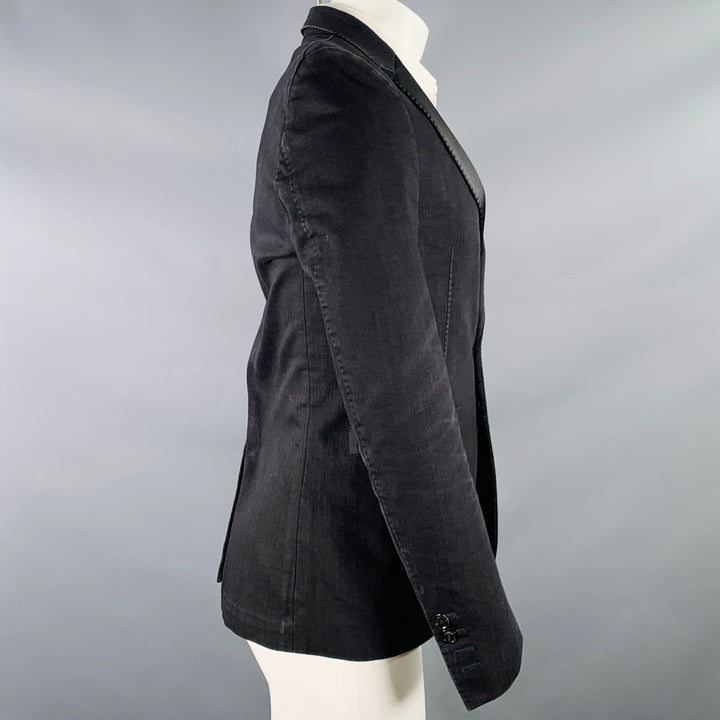 CoSTUME NATIONAL Size 36 Black Cotton Blend Peak Lapel Sport Coat