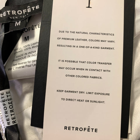 RETROFETE Size M Silver Leather Metallic Bralette Casual Top