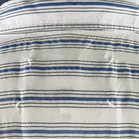 MAISON MARGIELA Size XS White Blue Cupro Short Sleeve Shirt
