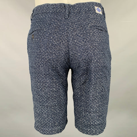 POST O'ALLS Size M Navy White Diamond Zip Fly Shorts