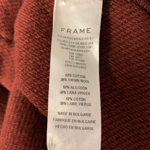 FRAME Size S Burgundy Wool Cotton Shirt Jacket