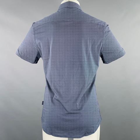 STONE ROSE Size S Navy White Dots Cotton Spread Collar Short Sleeve Shirt